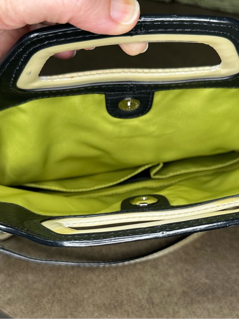 Coach Bonnie Signature Canvas Crossbody Bag in Black & Grey with Green interior - Picture 3 of 16